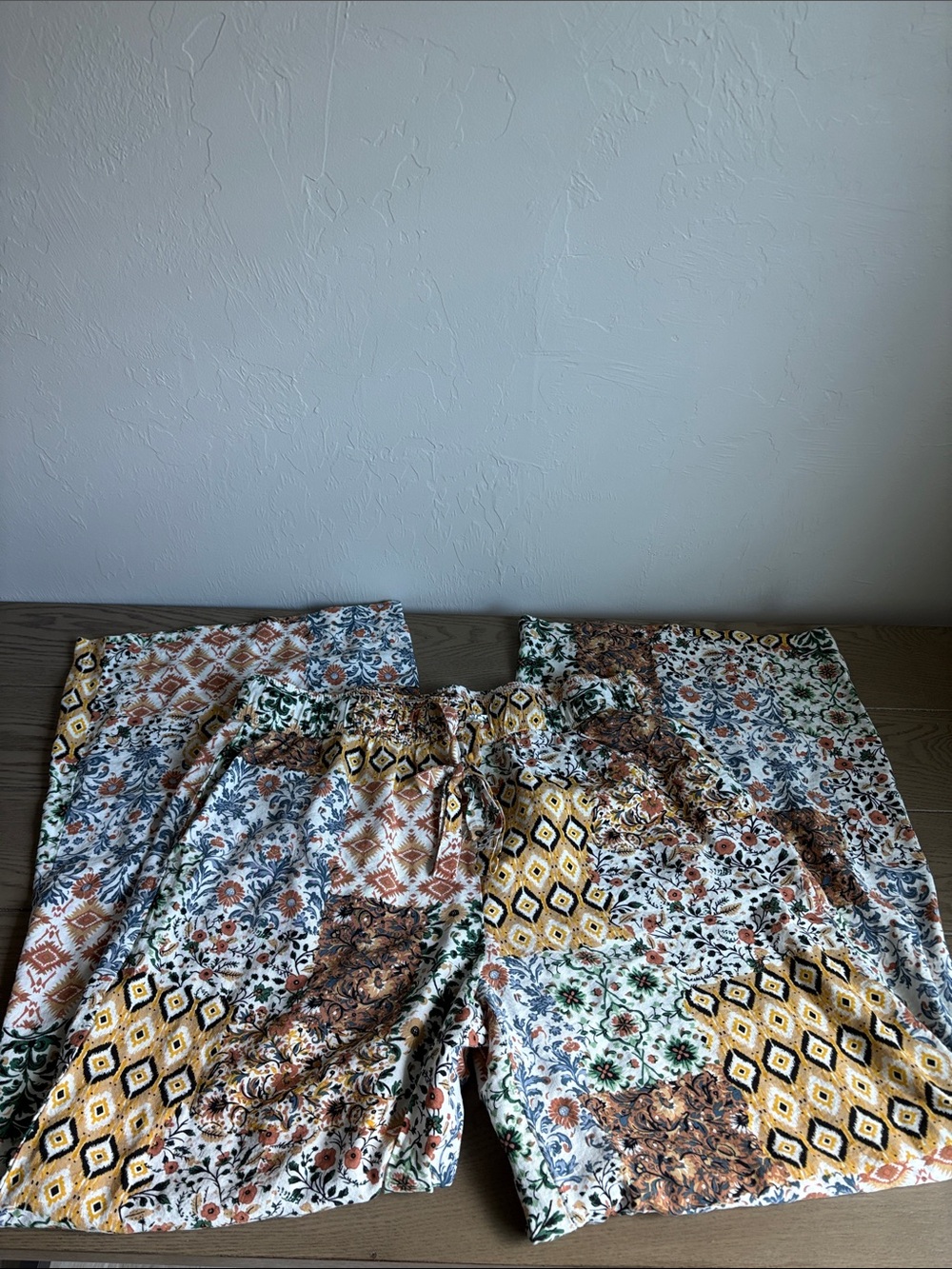 Patterned Floral & Geometric Pants- Multicolor